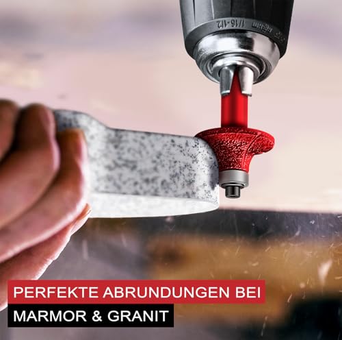 BAYERTAL® Diamant Abrundfräser 35mm x R10 - zum Abrunden von harte Fliesen, Feinsteinzeug, Granit, Marmor etc - Radiusfräser - Premium Qualität Kantenfräser für Bohrmaschinen - Profilfräser R10