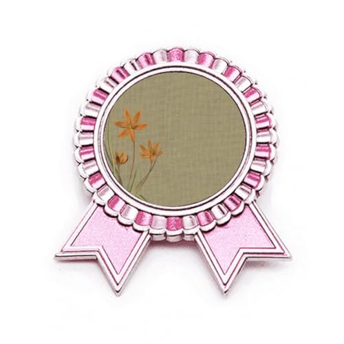 Broche en lin broderie orchidée traditionnelle rose taille M métal bijou