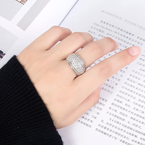 Luxury Women Platinum Plated Solid 925 Sterling Silver Ring 5A Cubic Zircon Inlaid Dense Wedding Ring Sizes 6-10# Fashion Jewelry Gift Party Accessories4