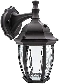 Maxxima LED Outdoor Wall Light, Black w/Clear Water Glass, Photocell Sensor, 580 Lumens