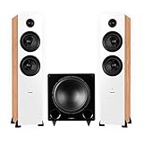 Fluance Ai81 Powered Floorstanding Tower Speakers (Bamboo) and DB12 12' Low Frequency Ported Front...