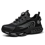 AONETIGER Zapatos de Seguridad para Hombre Mujer Comodo Calzado Antideslizantes de Trabajo con Punta de Acero Ligero Zapatos de Seguridad Deportivos (262Negro,46EU)