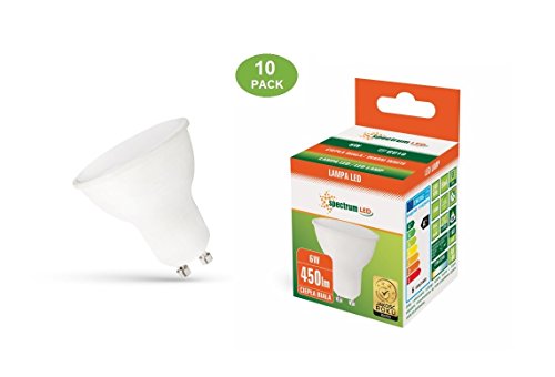 Spectrum 10 bombillas LED no regulables GU10 450lm blanco cálido 3000K