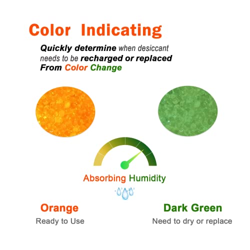 2LBS Fonday Premium Moisture Indicating Silica Gel Desiccant Beads Orange to Green (Industry Standard 3-5 mm) - Rechargeable