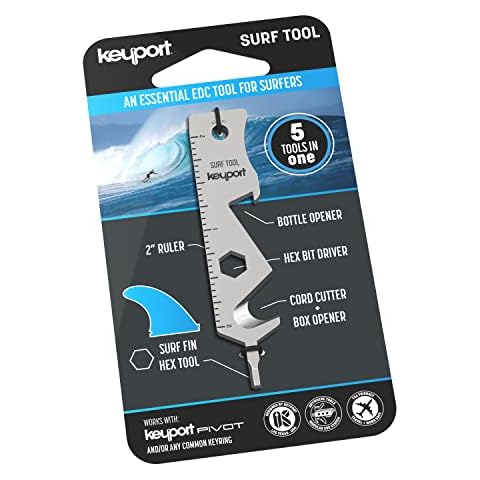 Keyport 5-in-1 Surf Tool - Fin Key Tool for FCS Fins & Futures Fins | Surfing Key Tool | Bottle Opener Keychain for Surfers | SUP & Surf Key Multi-Tool | Keychain Multitool | Keyport Pivot Compatible Cover