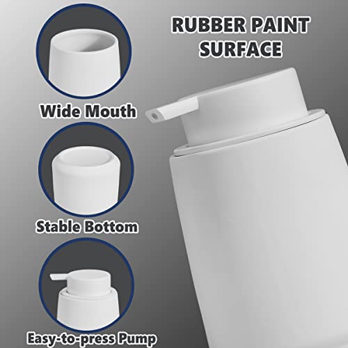 12Oz White Soap Dispenser - Ceramic Lotion Hand Soap Dispenser For Bathroom With Easy-To-Press Pump, Modern Refillable Liquid Hand Soap Dispenser, Dish Soap Dispenser For Kitchen (Rubber Paint) #TOP1