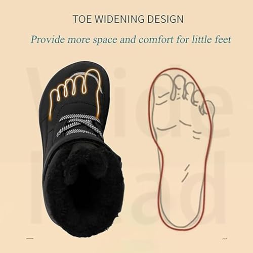 LOSD Barefoot Winter Boots Kids, Girls Boys Barefoot Winter Boots with Wide Toe Box, Warm Non-Slip Waterproof Lightweight Snow Boots for Toddler/Little Kids/Big Kids2