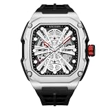 MEGIR Men's Skeleton Automatic Wrist Watch with Silicone Band
