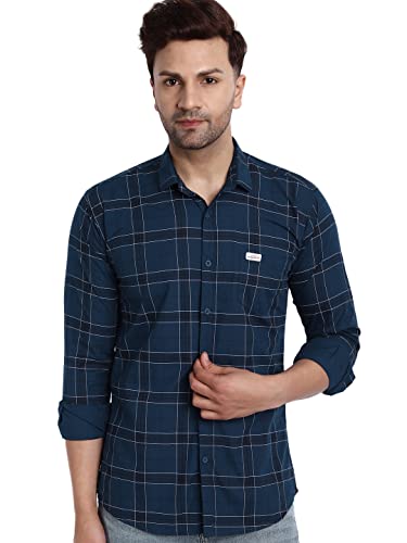 Image of Majestic Man Slim Fit Cotton Casual Check Shirt for Men