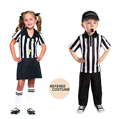 Thapower Kids Referee Shirt Children Youth Black And White Stripe Ref Costume Boy Girls Toddler Ref Uniform Gear For Basketball, Football, Hockey, Soccer #TOP1