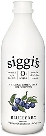 Siggis Non-Fat Drinkable Yogurt, Blueberry, 8 Ounce (Pack of 12)