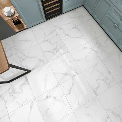 WESTICK White Peel and Stick Floor Tile Bathroom Waterproof Marble White Floor Vinyl Sticker Tiles Self Adhesive Removable Laminate Flooring for Kitchen Bedroom Camper 10 PCS, 12"x12" by WESTICK - Image 4