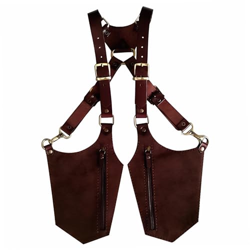 AZIDWERYQ Étuis d'épaule en cuir pour hommes, étuis cachés antivol, sac réglable Vintage à Double épaule, sac à aisselles pour portefeuille de téléphone