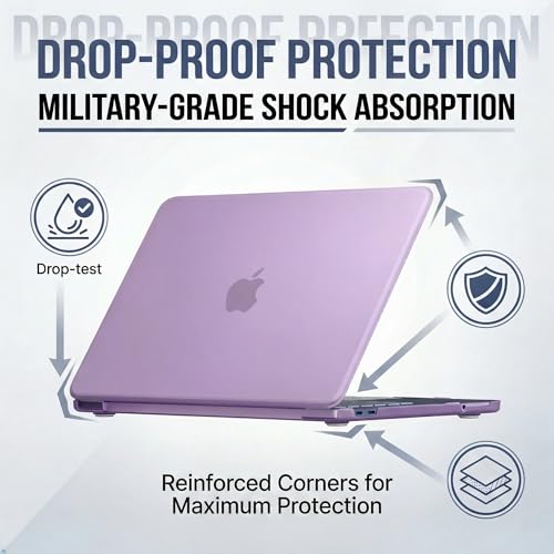 Funda MacBook Neo 13 A3404 rígida antiarañazos anticaídas morado claro lavable 3