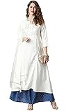 Collection Premium Gold Janasya Ensemble Kurta indien blanc cassé pour femme avec tunique Kurta et Dupatta pour fête festive avec palazzo et dupatta, Blanc cassé, Small