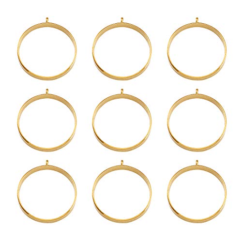Cheriswelry 10pcs Open Back Bezel Pendants Golden Geometric Round Circle Hollow Frames Trays Molds for DIY Resin Jewellery Crafts Making