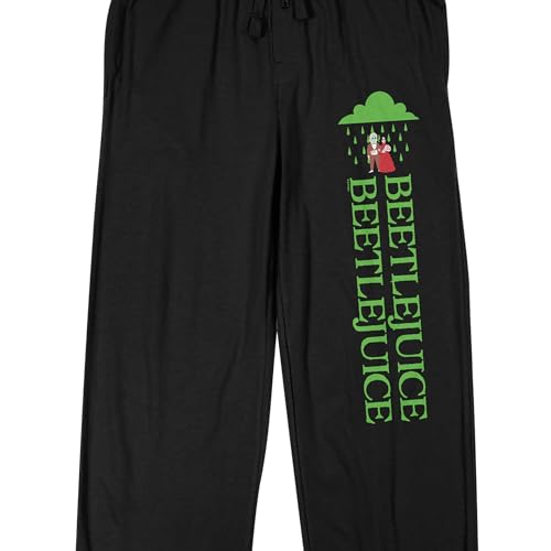 Bioworld Beetlejuice Beetlejuice Green Title Men's Black Sleep Pajama Pants2