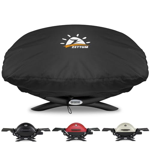 Zettum Fundas para barbacoas Exterior de Weber Q200/2000 Serie, 7111 Fundas para barbacoas, Cubierta BBQ de Parrilla 600D Oxford Protector Impermeable e Resistente (83 L x 49 W x 38 H cm)