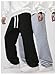 GORGLITTER Men's 2 Piece Baggy Sweatpants Casual Wide Leg Sweat Pants Athletic Joggers Track Pants Trousers with Pockets Black and Grey Medium