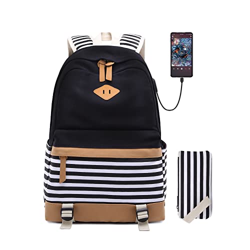 LYEAA Kawaii Schulrucksack Set - 5-teiliges Canvas Set Für Mädchen In Violett