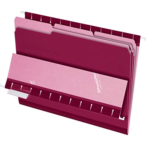 Pendaflex Interior File Folders, 1/3 Cut, Top Tab, Letter Size, Burgundy, 100 per Box (4210 1/3 BUR)