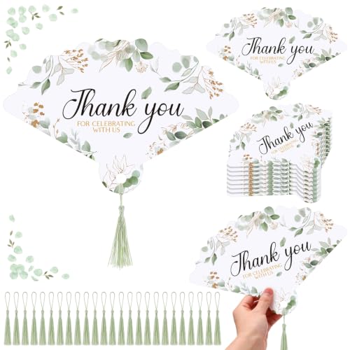 Yuntau 100 Sets Green Wedding Fans for Guests Bulk with Silky Tassels by Yuntau - Used condition - US$22.07