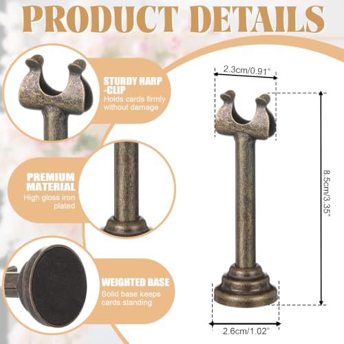 Image of 24 PC Bronze Table Number Holder Metal 3.15 in Place Card Holder