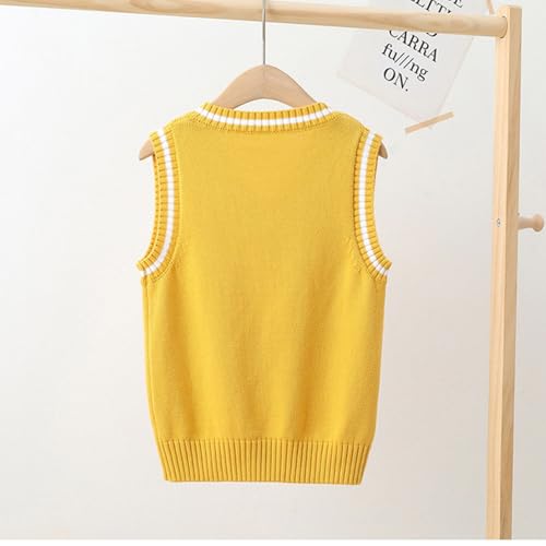 Little Boys Girls V-Neck Sweater Vest Kids Sleeveless Crop Top Knit Cardigan Waistcoat School Uniform Dress Up3
