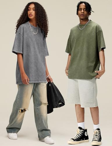 Image of Arssm Men Oversized T Shirts Vintage Tee Loose Fit Short Sleeve Casual Streetwear Baggy Washed Unisex Tops