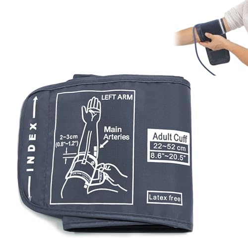 Manguito Tensiometro,Monitor De Presión Arterial Manguito,Monitor de Presión arterial Manguito Extra Grande,22-52cm,Con conector de 5 mm(Excluyendo máquinas)