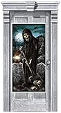 amscan Grim Reaper Door Cover | Halloween Decoration,Grey,65