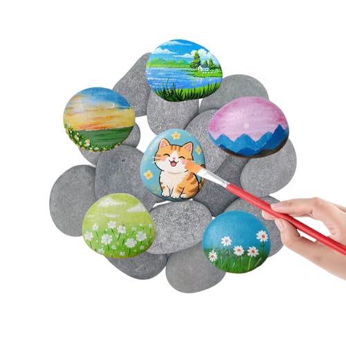 SHIQUAN 25 Stück Flache Steine Zum Bemalen, 3-5cm Kieselsteine Zum...