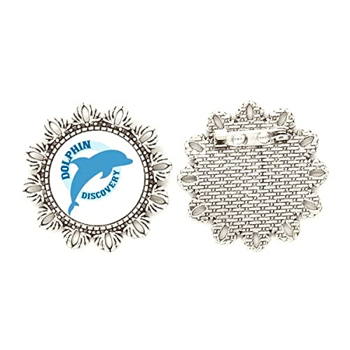 Broche de delfín plateado Blue Ocean Streamline talla mediana para ropa y bufandas
