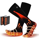 Electric Heated Socks for Men Women with 5V 6000mah Battery Foot Warmer 360° Toe Heating...