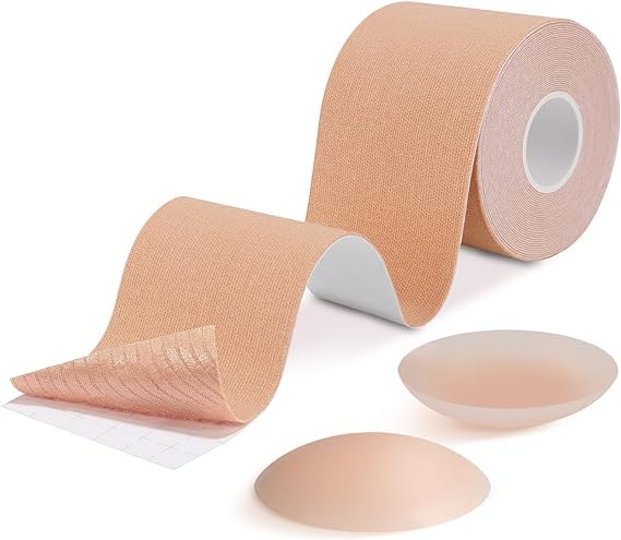 peepalcomm Pure Cotton Waterproof Boob Tape, Breast Lift Tape and Nipple Covers, Push up Tape and Breast Pasties Strapless Bra Tape Chest Support Tape Girls and Womens Brown #viralboobtape-picture-10
