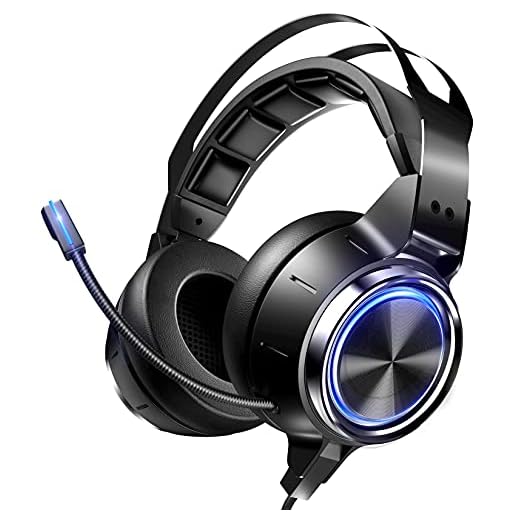 VOKYO Gaming Headset Xbox One Headset PS4 Headset with 7.1 Surround Sound, Noise Cancelling Gaming Headphone with Mic Flowing LED Soft Memory Earmuffs,Headset for Xbox One PS5 PS4 Controller PC Laptop