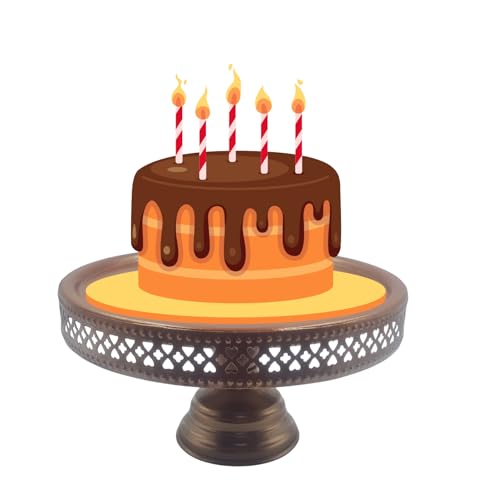 Image of Non Revolving Cake Stand Pedestal 9 inch Diameter (Top), Strong Metal (Copper)
