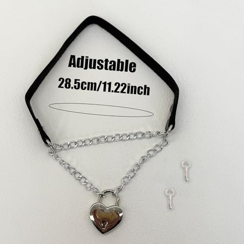 Collar de de PU negro gótico que no irrita la piel con candado cómodo 3