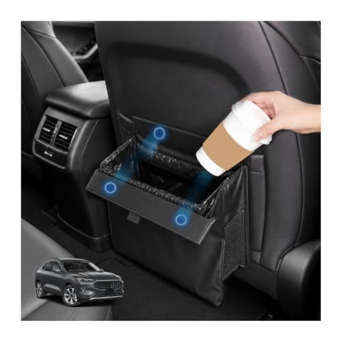 Image of for Car Trash Bag for 2020-2026 Ford Escape Rear Seat Hanging Trash Can with Magnetic Closure PU Leather Trash Bin Foldable Garbage Bag & Organizer