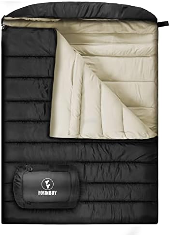 FORINBUY 0 Degree Double Sleeping Bag for Adults, 2 Person Cold Weather Queen Size Sleeping Bag for Camping, RV Travel, or Family Outdoors