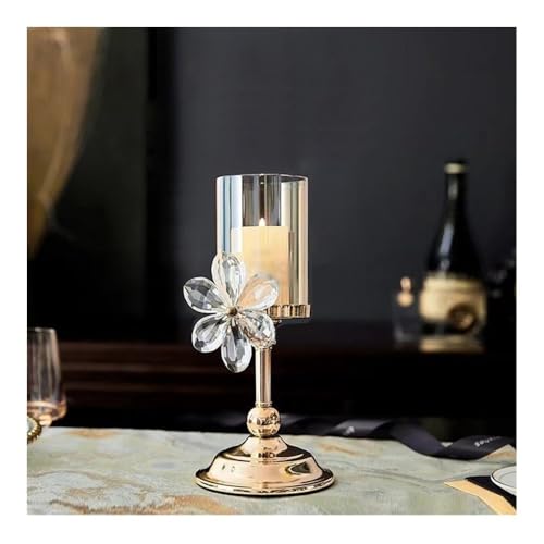 Bougeoir en verre de pétale de cristal ambre taille moyen rétro YZCIS