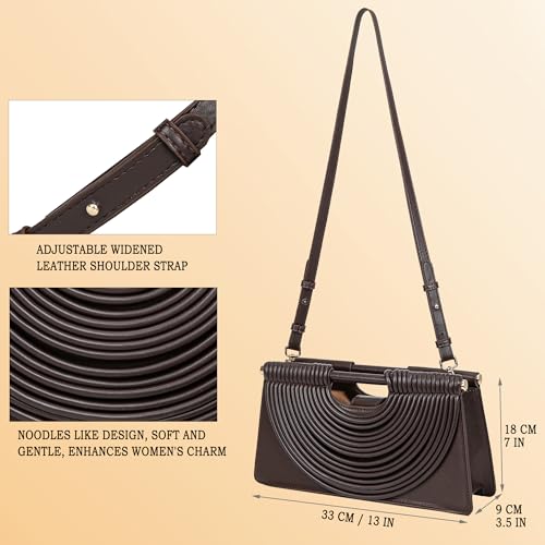 Image of Trendy Woven Evening Clutch Purse Half Round Designer Shoulder /Crossbody Bag Top-Handle Satchel Handbags