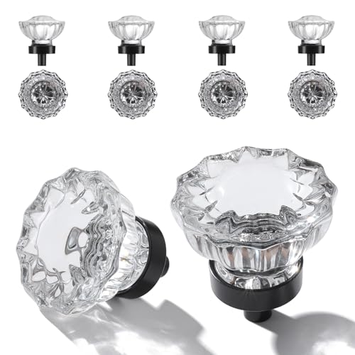 Image of 8 Pack Matte Black Crystal Cabinet Knobs for Drawer,1.5 inch