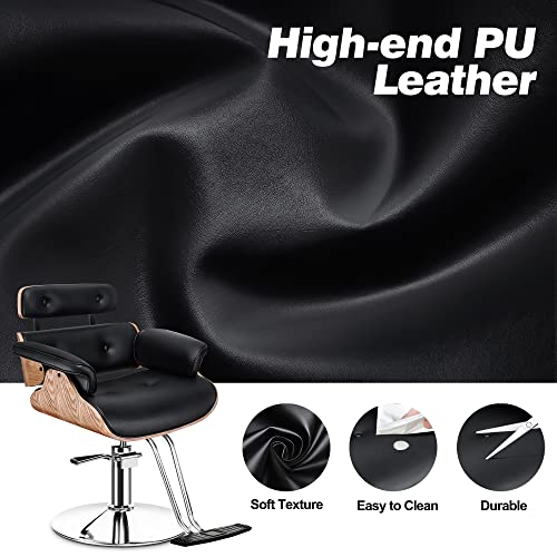 Baasha Salon Chair, Hair Salon Chair With Heavy Duty Hydraulic Pump, 360° Swivel Salon Chair For Hair Stylist, Styling Chair With Premium Molded Plywood, Weight Capacity Up To 440 Lbs - Black #TOP7