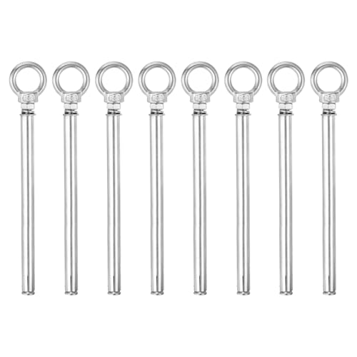 Image of uxcell Ring Lifting Expansion Eyebolt, 8pcs M6x150mm 304 Stainless Steel Expansion Screw with Eye Ring for Concrete Brick Wall