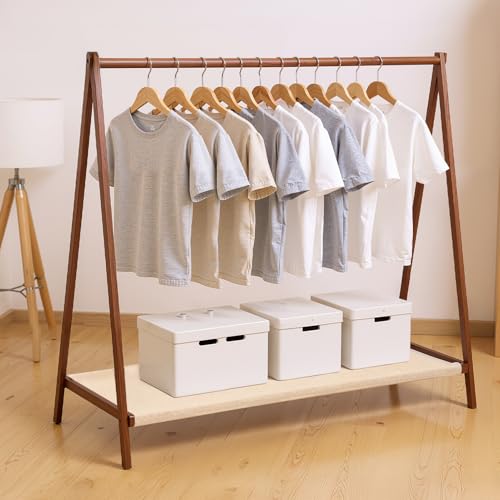 Warmiehomy Kids Clothes Rail Kids Dress Up Rail Baby Clothes Rail Childrens Childs Clothing Rail Small Childrens Fancy Dress Rail with Doll Storage for Bedroom W100 x D44 x H76 Wood