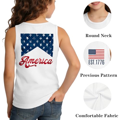 Image of Ithalt Girls 4th of July Tank Top for Kids Boys USA Patriotic Shirt American Flag Tshirt Red White and Blue Sleeveless