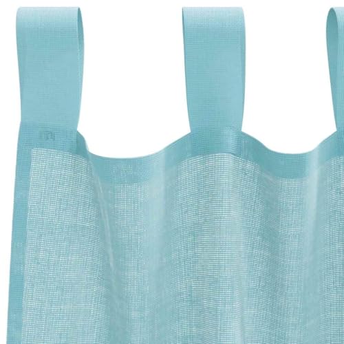 Rideau brise-vue turquoise semi-transparent protégeant des regards indiscrets 2 pièces - 5