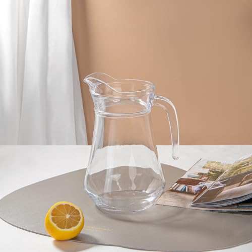 Image of Wringo Premium Glass Water Jug - 1.5 LTR, Transparent, Hot Cold Water Glass Pitcher, Water Jug, Iced Tea, Milk and Juice Beverage Carafe, Lemon Jug 1500ML (WQ-17)