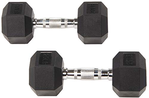 Signature Fitness Rubber Encased Hex Dumbbell, 20Lb Pair #TOP1